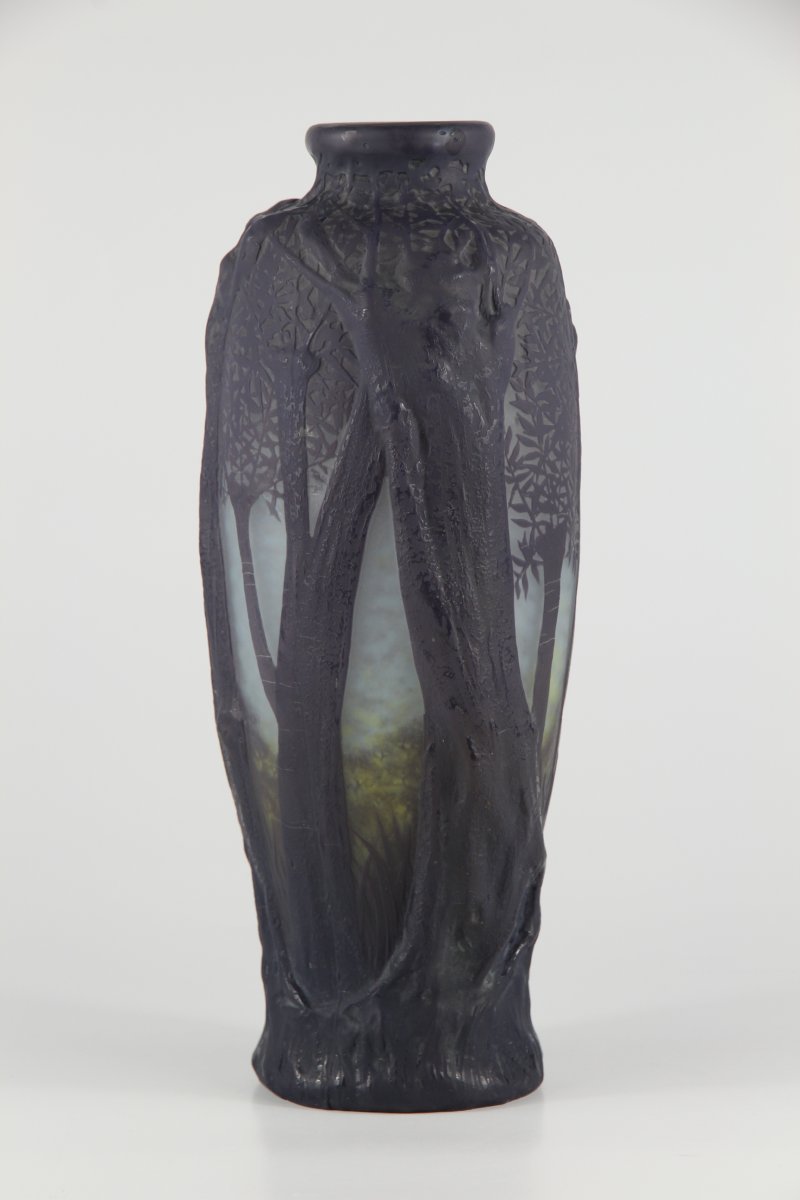 Daum Nancy Vase (forest Scene In Relief)-photo-2