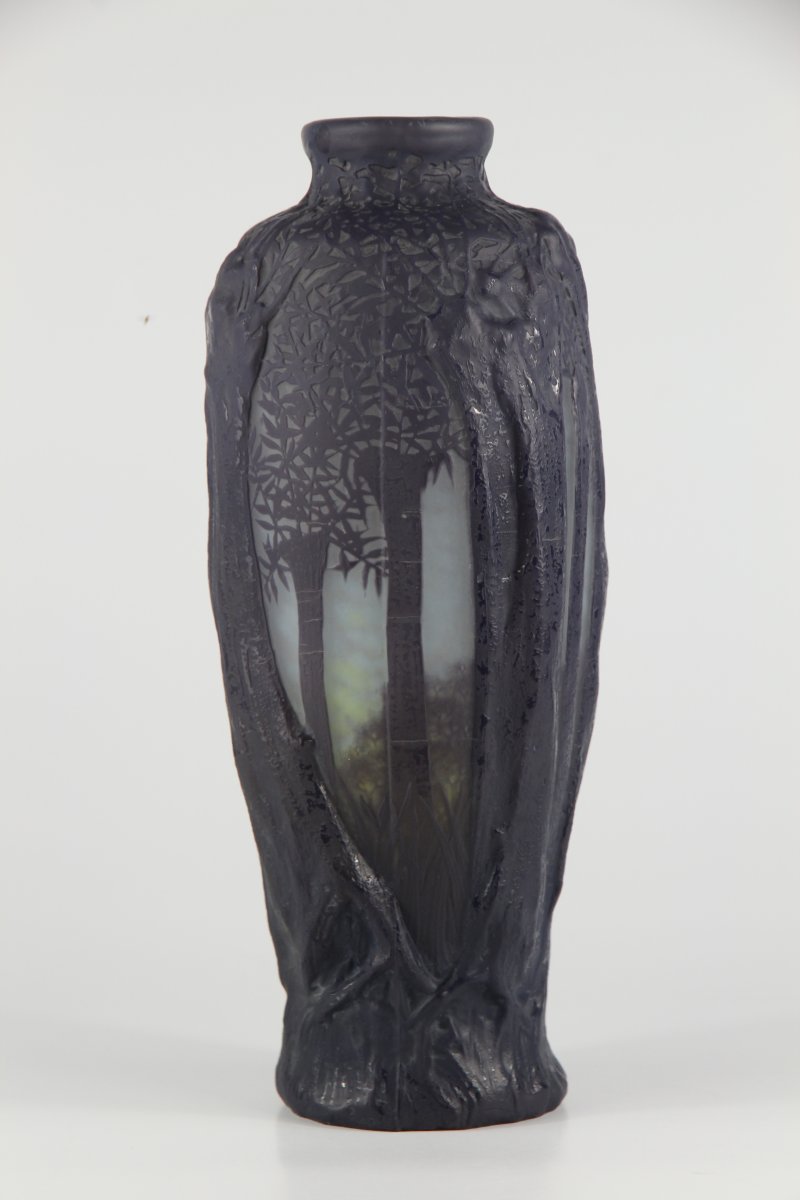 Daum Nancy Vase (forest Scene In Relief)-photo-3