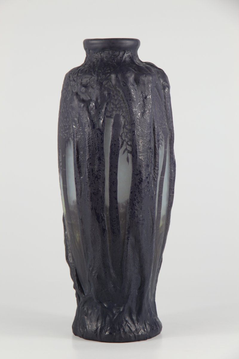 Daum Nancy Vase (forest Scene In Relief)-photo-4