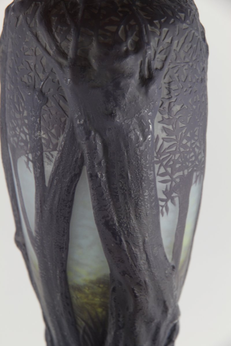 Daum Nancy Vase (forest Scene In Relief)-photo-5