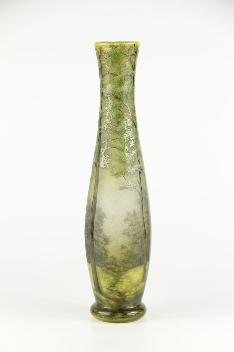 Vase Daum Nancy (paysage forestier)-photo-1
