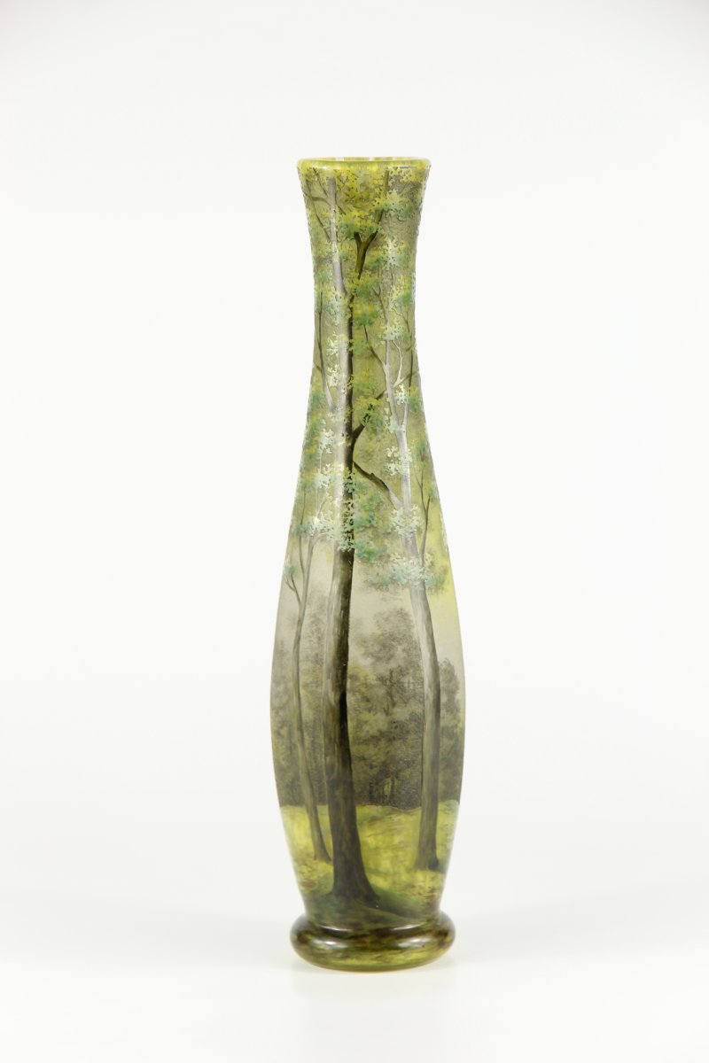 Vase Daum Nancy (paysage forestier)-photo-2