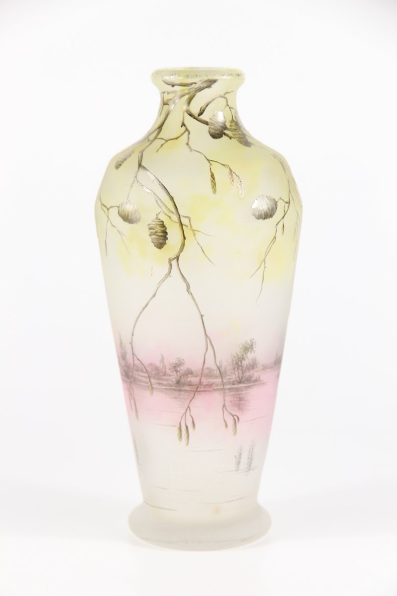 Daum Nancy Vase (lake Scene With Alder Branches)-photo-1