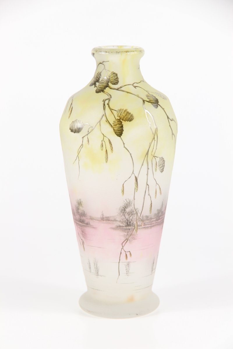 Daum Nancy Vase (lake Scene With Alder Branches)-photo-2