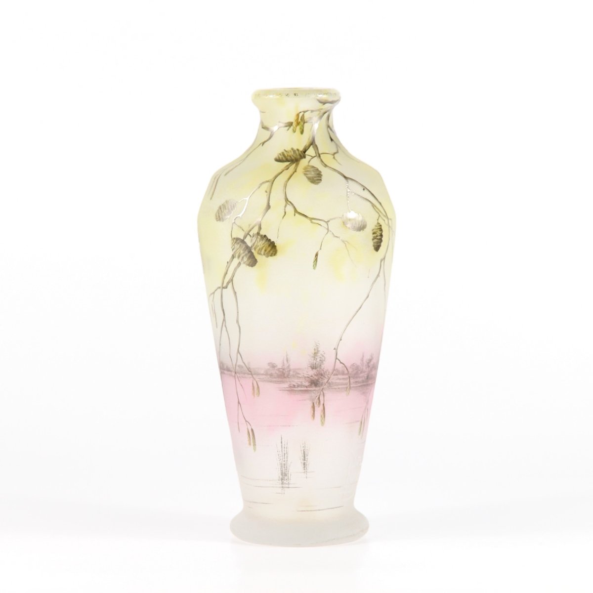Daum Nancy Vase (lake Scene With Alder Branches)