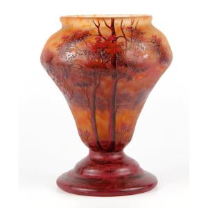 Daum Nancy Vase (red Landscape)