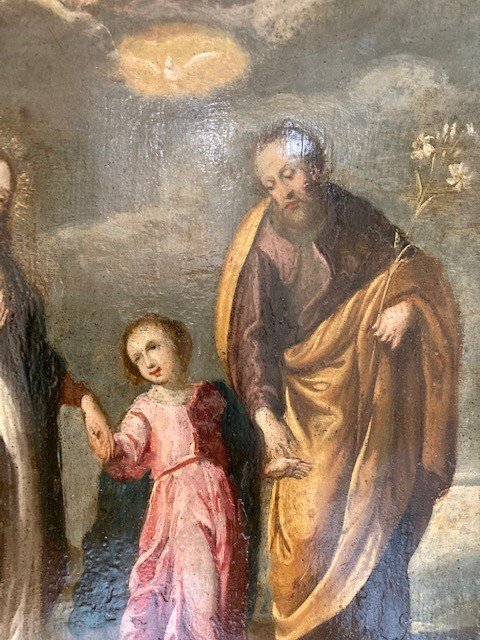 18th Century Flemish School - “the Holy Family” - Oil On Copper - High Quality-photo-3