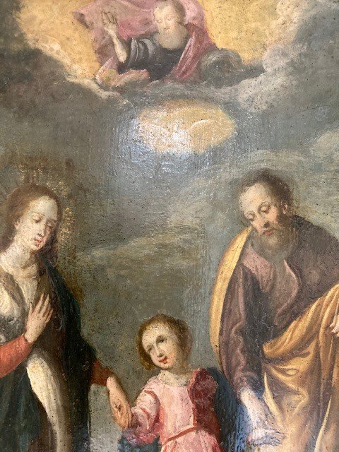 18th Century Flemish School - “the Holy Family” - Oil On Copper - High Quality-photo-1