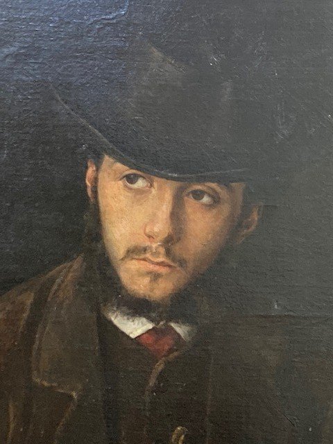 Paul De LABOULAYE (1849-1926) - Portrait De Léon Bonnat à La Pipe - Huile Sur Toile -circa 1870-photo-2