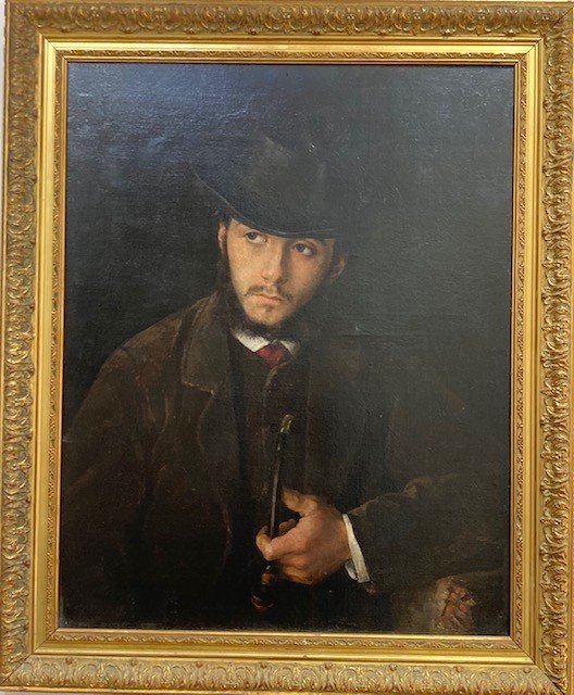 Paul De Laboulaye (1849-1926) - Portrait Of Léon Bonnat With A Pipe - Oil On Canvas - Circa 1870