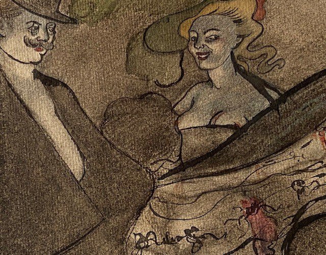 French School 1900-1910 In The Taste Of Forain, Toulouse-lautrec - The Cabaret Dancer-photo-3