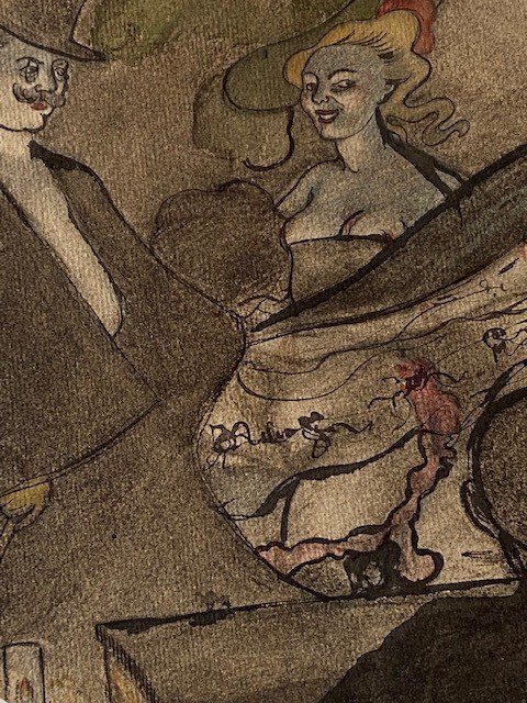 French School 1900-1910 In The Taste Of Forain, Toulouse-lautrec - The Cabaret Dancer-photo-4