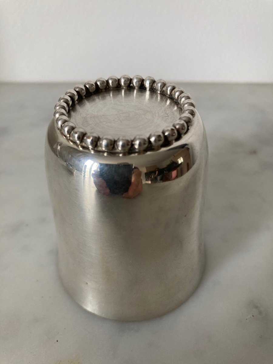 Jean Despres (1889-1980) - Tulip Tumbler Signed - Silver Plated - Circa 1950-photo-2