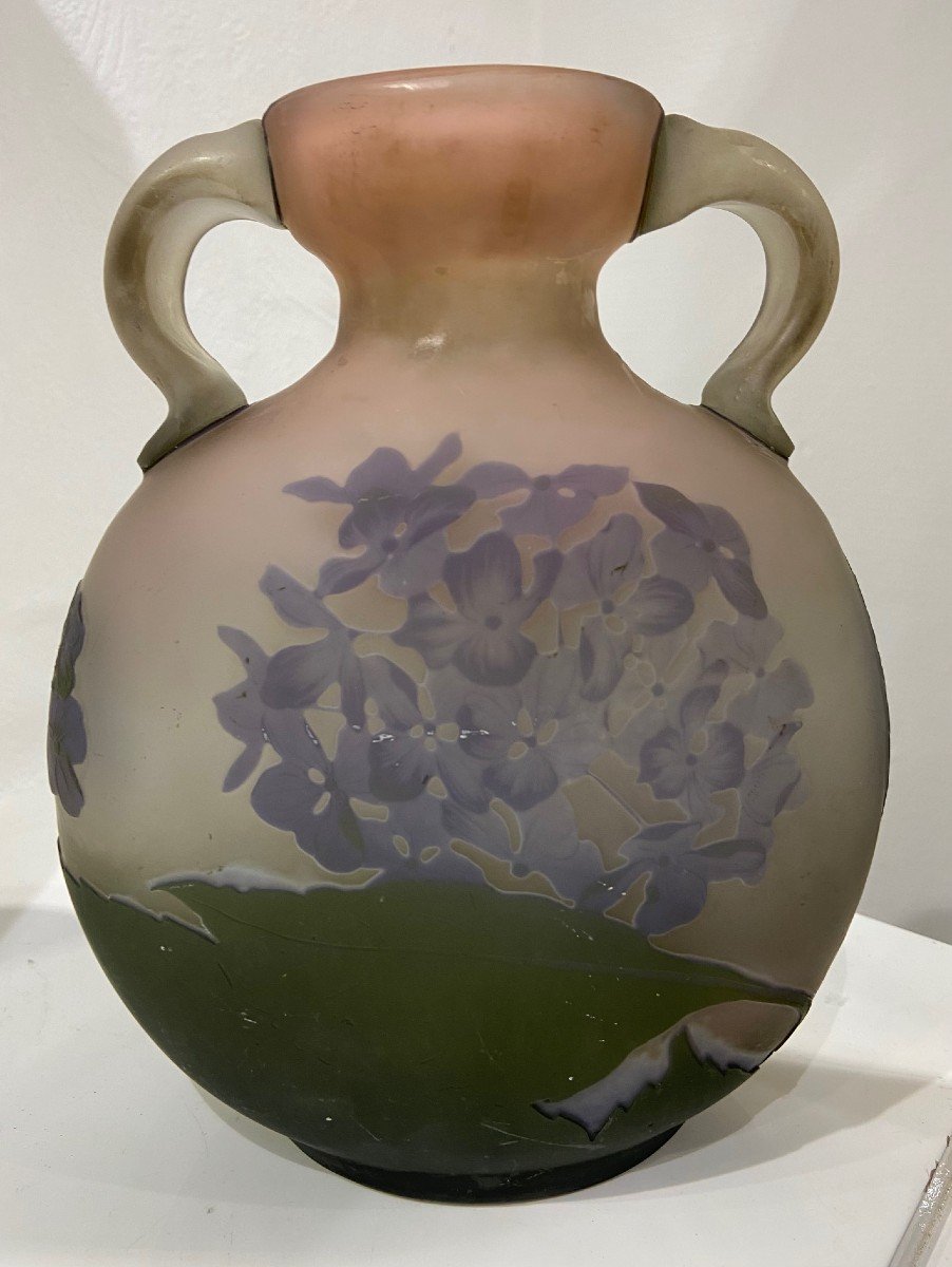 Vase gourde à anses GALLE à décor de Glycines - Circa 1900-photo-2