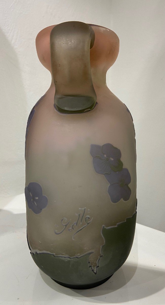 Vase gourde à anses GALLE à décor de Glycines - Circa 1900-photo-3