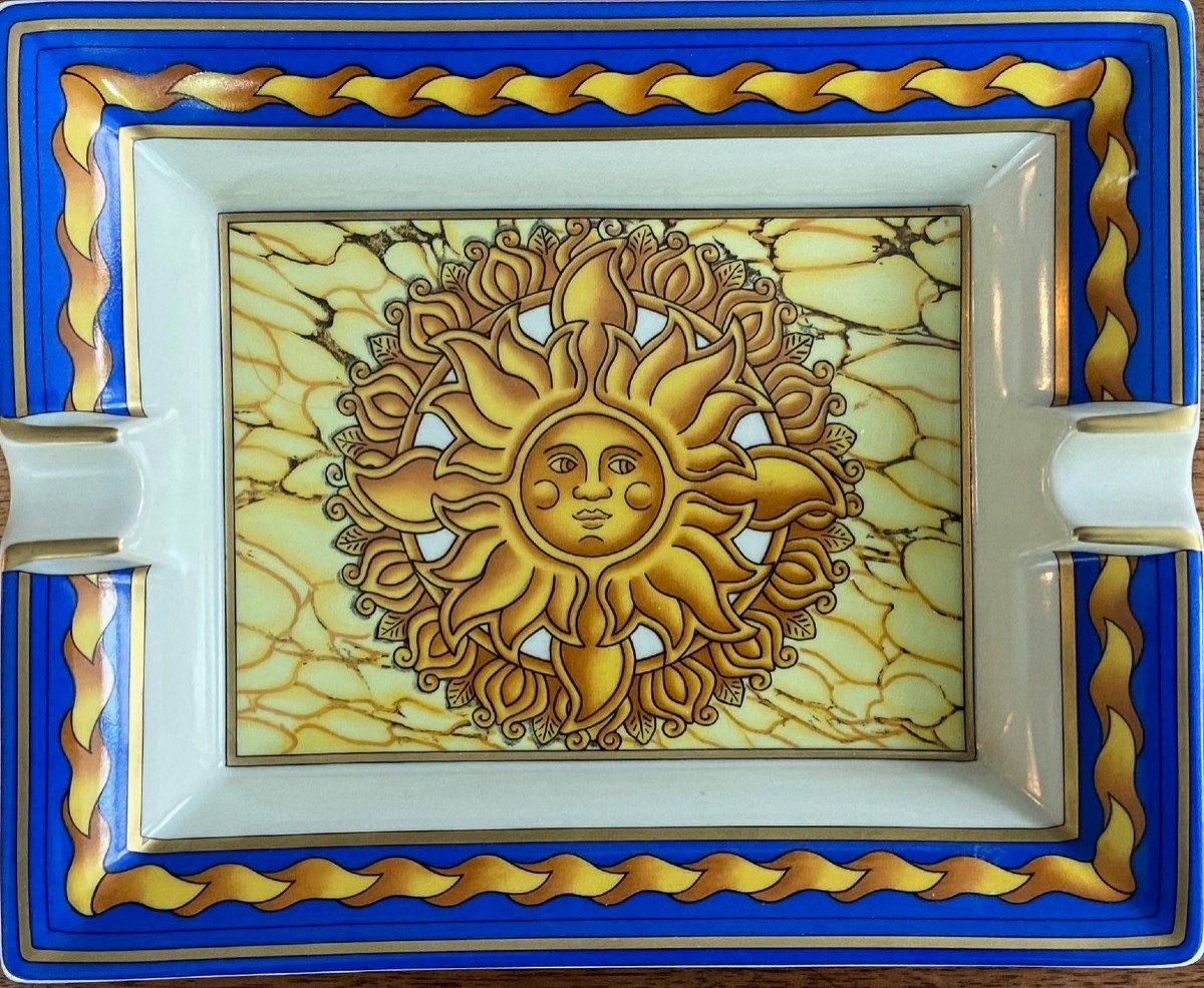 Hermes Paris - Porcelain Ashtray With Polychrome Decoration Of A Sun-photo-2