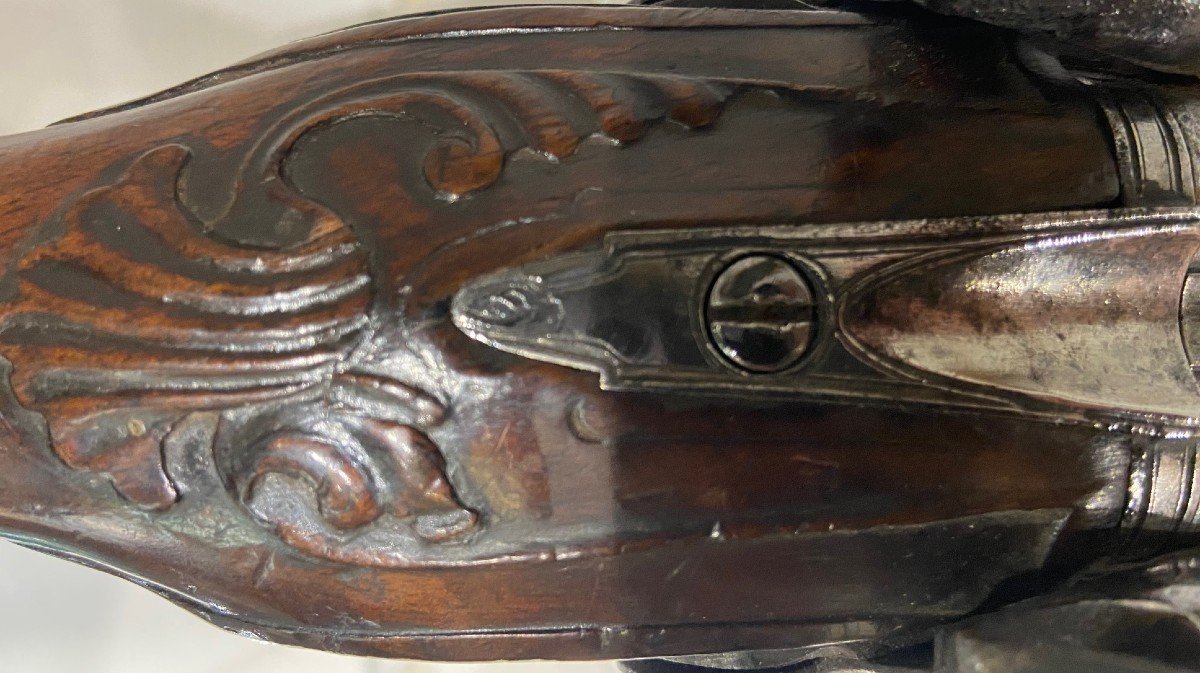 Transformed Flintlock Pistol Double Barrel Percussion Signed “lambert Dit Biron”-photo-4