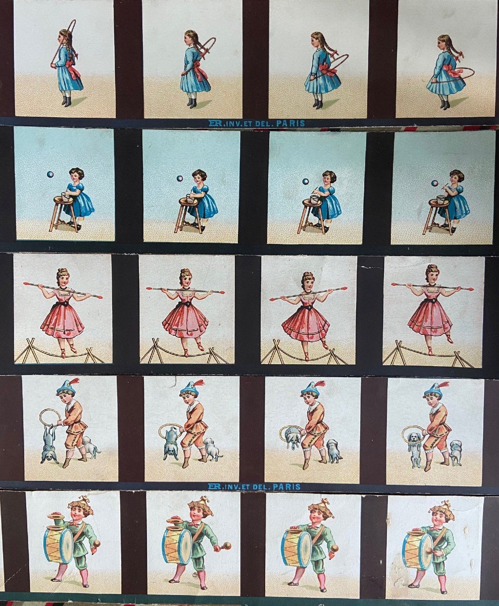 Precinema - Praxinoscope d'Emile Reynaud avec 5 Bandes- Circa 1875/1880-photo-3