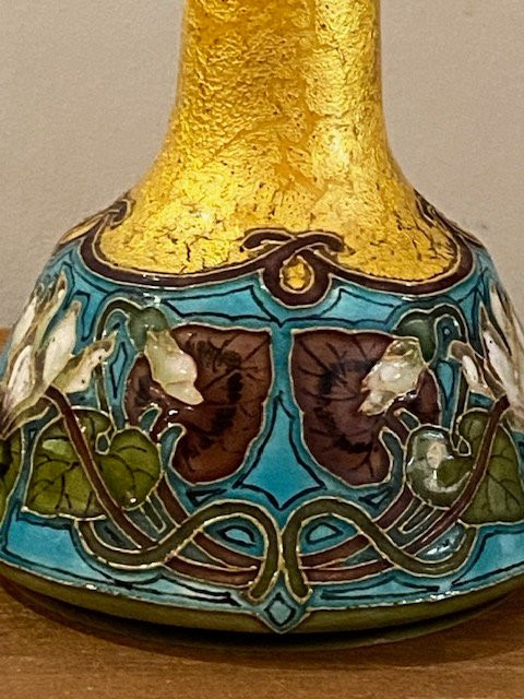  Paul Milet (1870-1950) - Long-necked Glazed Ceramic Vase - Art Nouveau - Sevres-photo-2