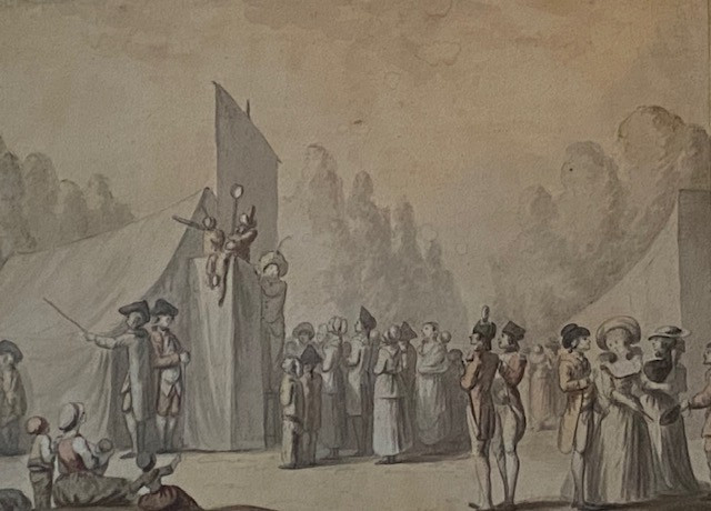 "the Puppeteer" - Original Pen And Black Ink Drawing, Watercolor - Empire Period-photo-1