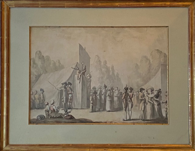"the Puppeteer" - Original Pen And Black Ink Drawing, Watercolor - Empire Period