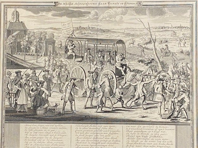 1er Crack Financier au Monde - 1720 - Le Système de Law - Gravure éditée En Hollande -photo-1