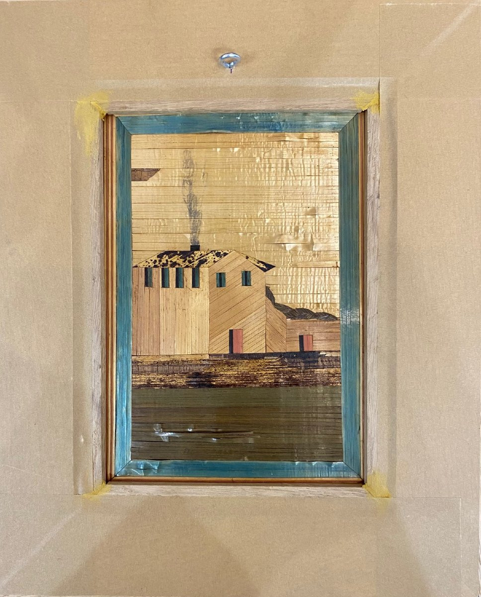 LANCIER POLONAIS au drapeau Français - Marquetterie de Paille - (Circa 1804-1821)-photo-3