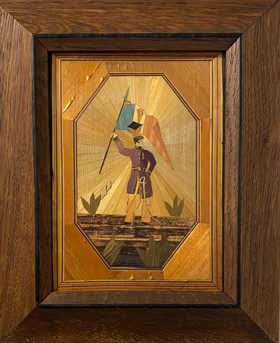 LANCIER POLONAIS au drapeau Français - Marquetterie de Paille - (Circa 1804-1821)