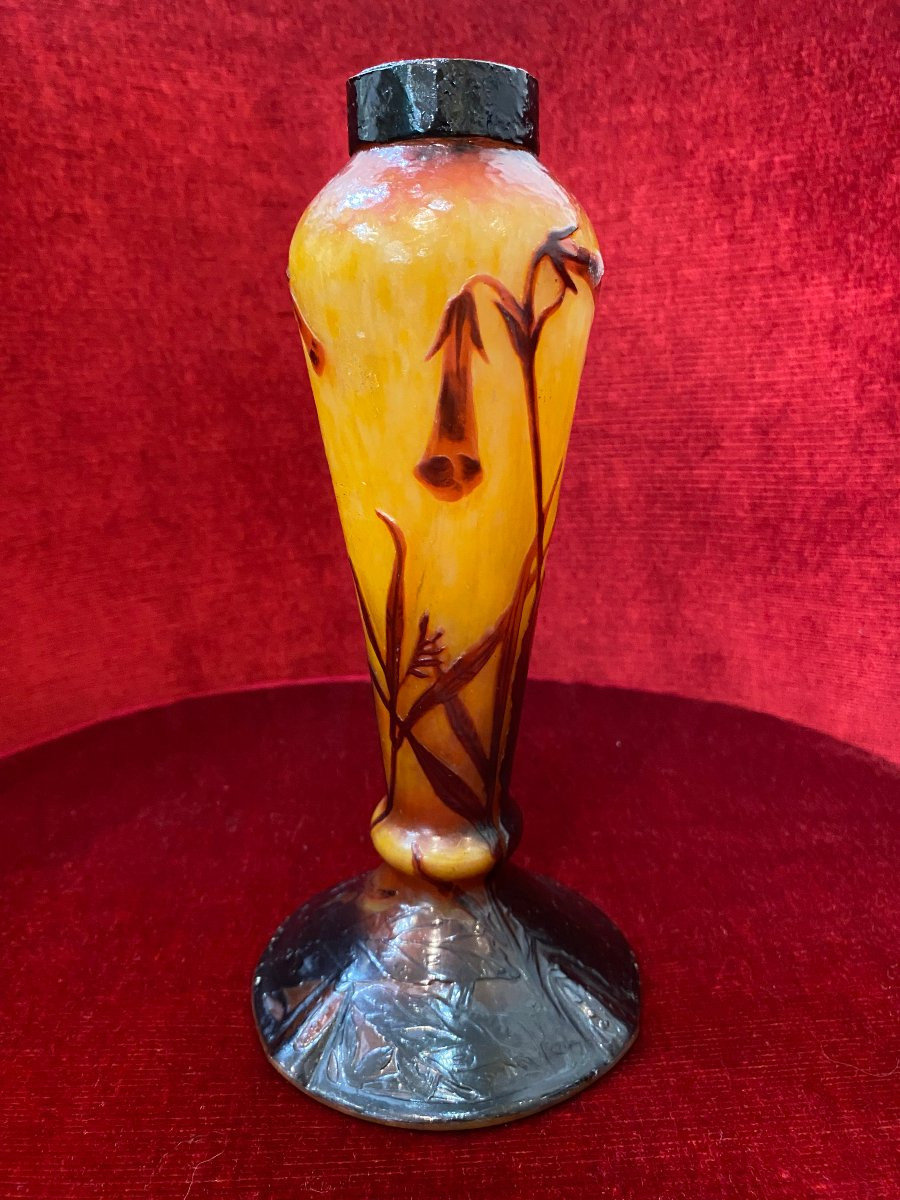 Daum In Nancy - Ringed Spindle-shaped Lamp Base Signed On The Belly With The Cross Of Lorraine.-photo-2