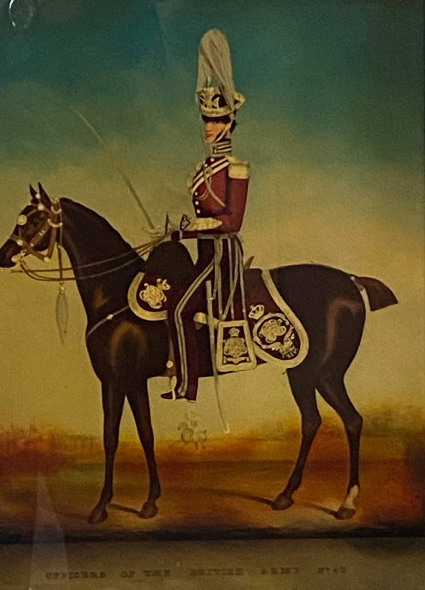 Militaria - Officers Of The British Army - After Mansion & Eschauzier - Painting On Glass -photo-2