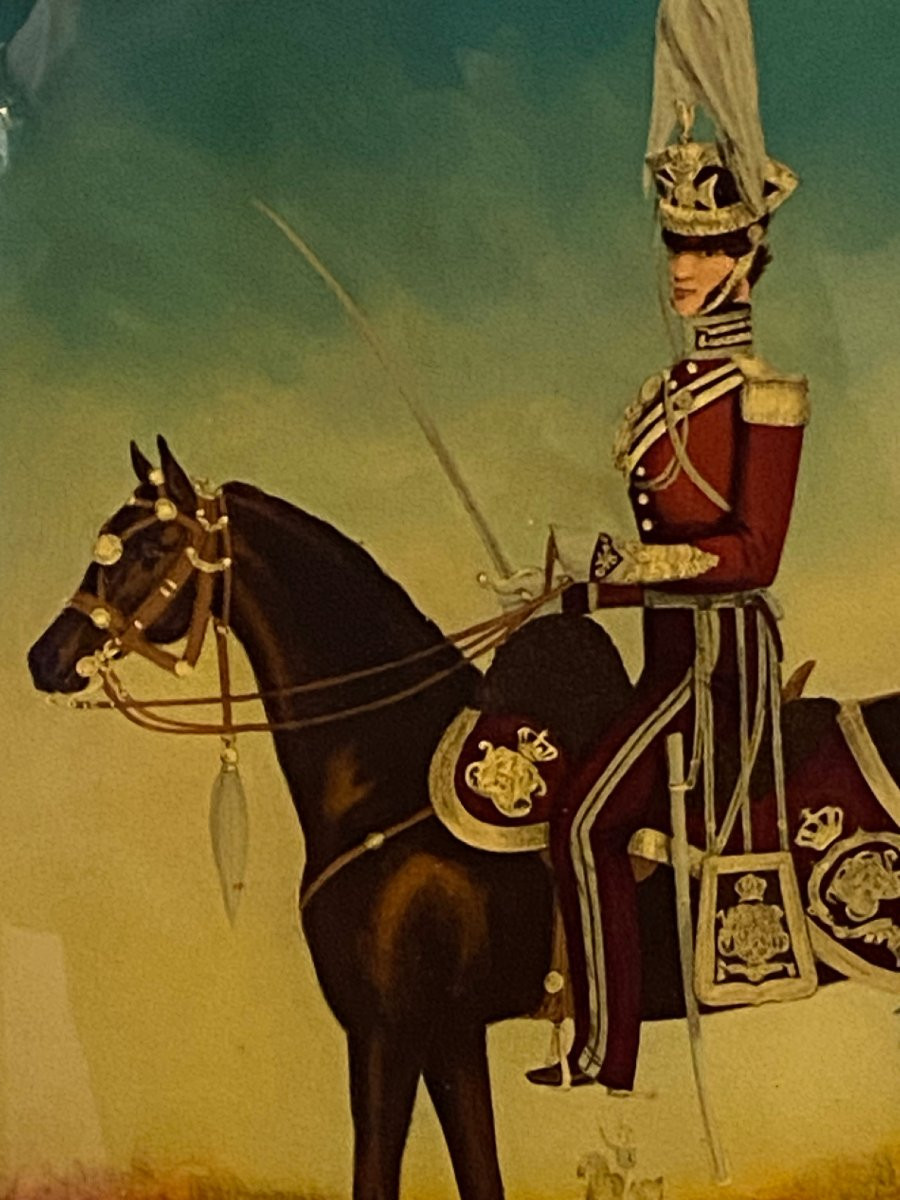 Militaria - Officers Of The British Army - After Mansion & Eschauzier - Painting On Glass -photo-3