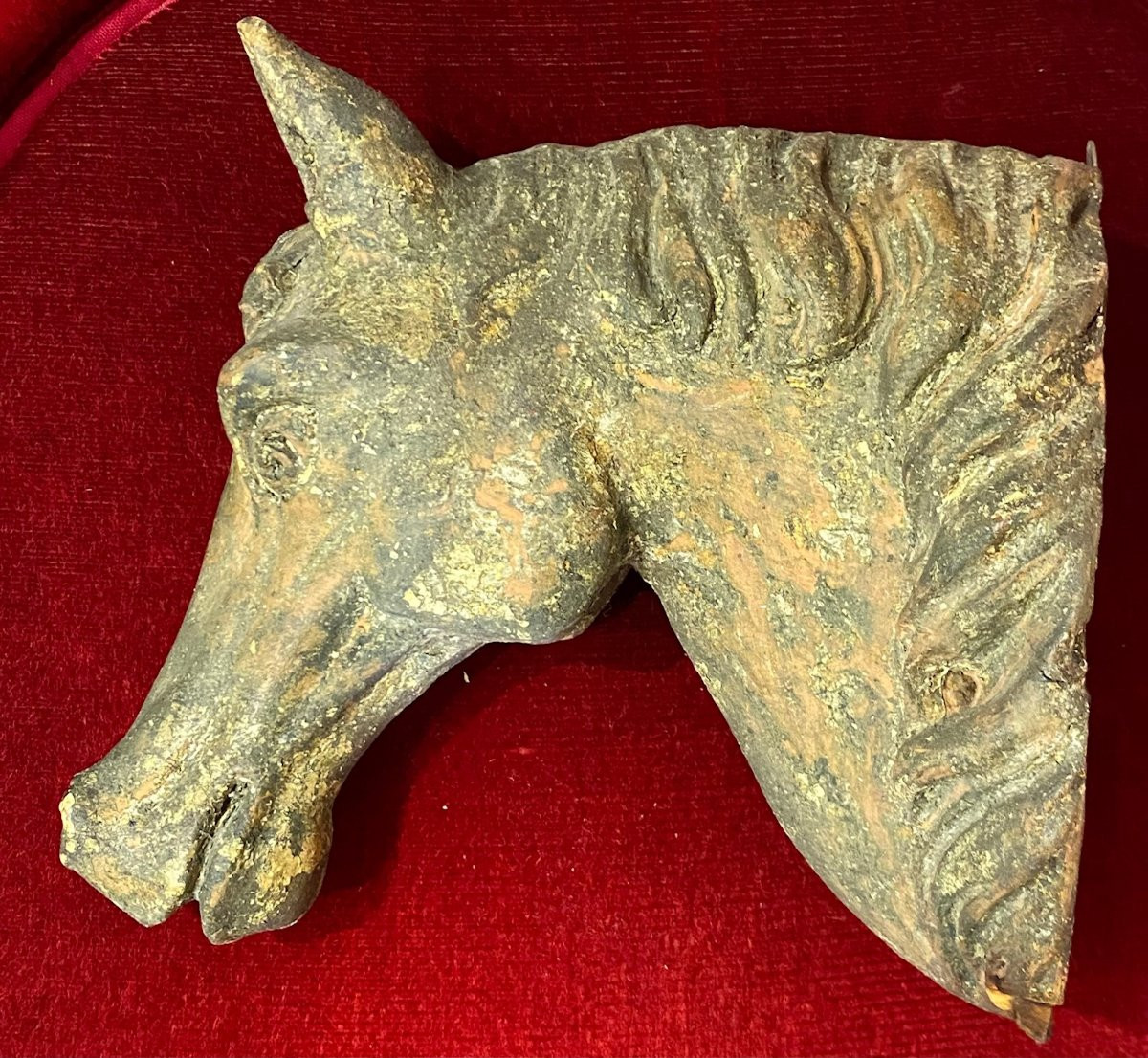 Paire de tête de Chevaux sculpté en bois - Provenance : Haras -  Circa 1850-photo-3