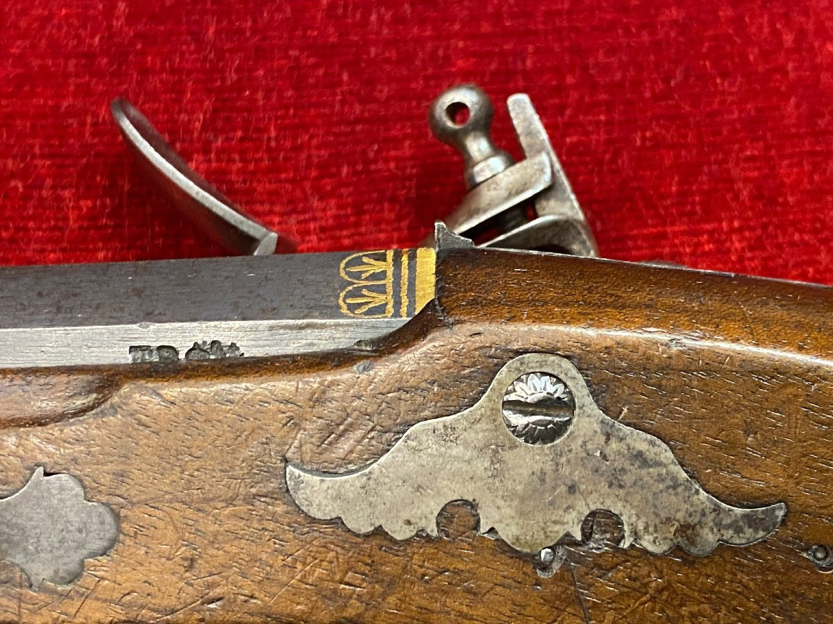 Paire de pistolets d'Officier à silex signée "Manufacture Royale de St Etienne"- Circa 1815-photo-2