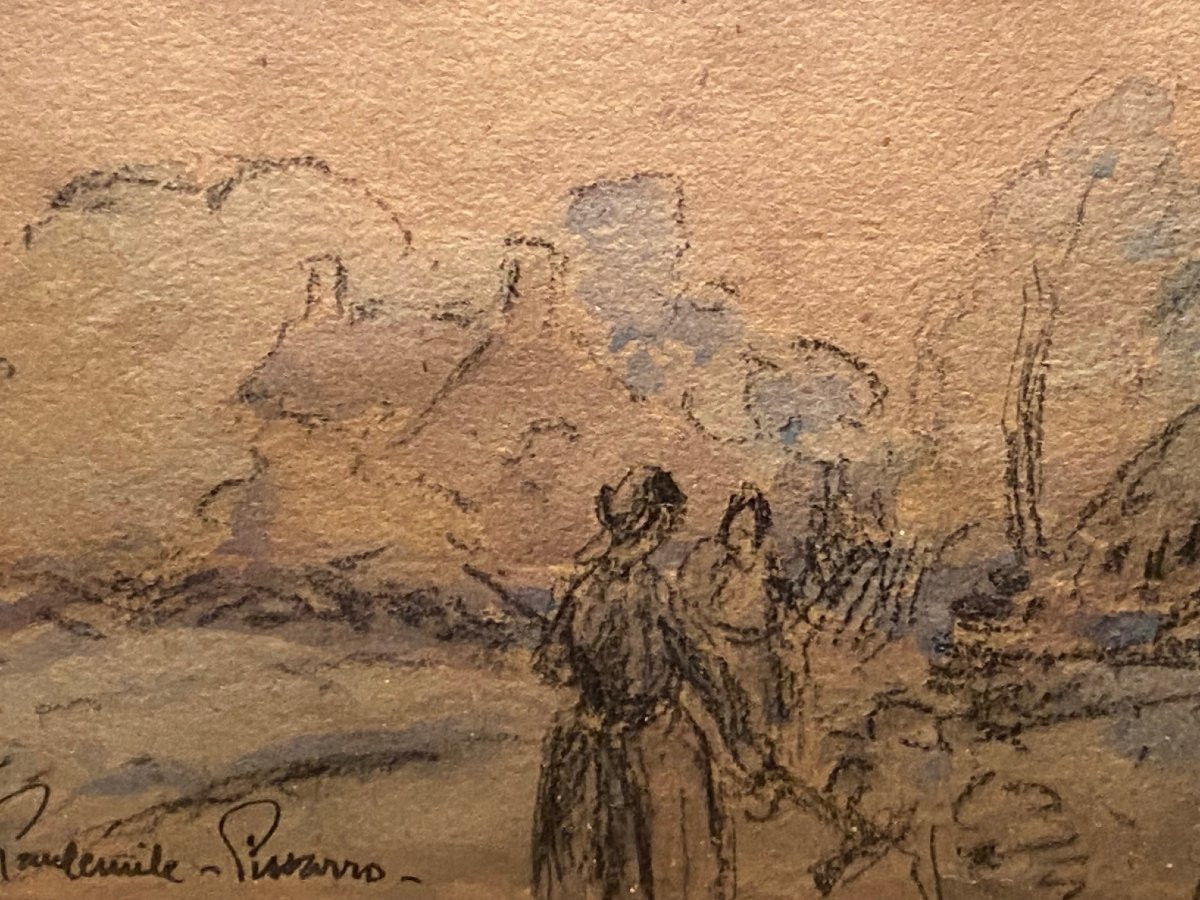 PISSARO Paulemile (1884-1972) - Scène pastorale - Aquarelle - Crayon -photo-2