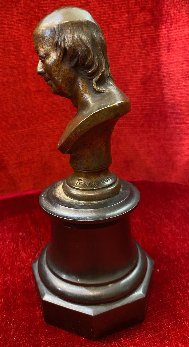 Bronze Bust Of Beranger (1780-1857) Signed Fanny Dubois-davesnes (1826-1900)-photo-3