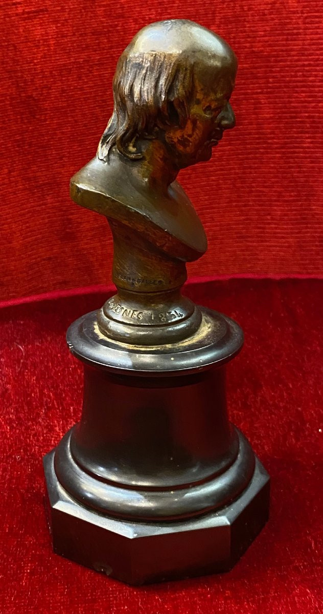 Bronze Bust Of Beranger (1780-1857) Signed Fanny Dubois-davesnes (1826-1900)-photo-2