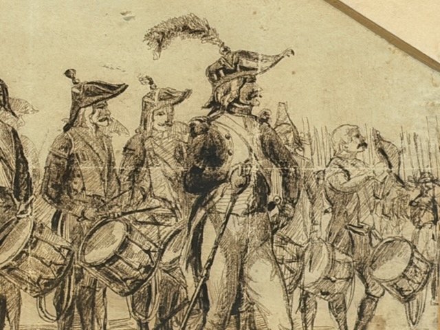 Ink Drawing - Head Of Column Of The Foot Grenadiers Of The Consular Guard - Empire-photo-4