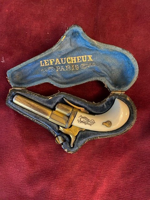 Gold-plated Pinfire Pistol, Signed -photo-5