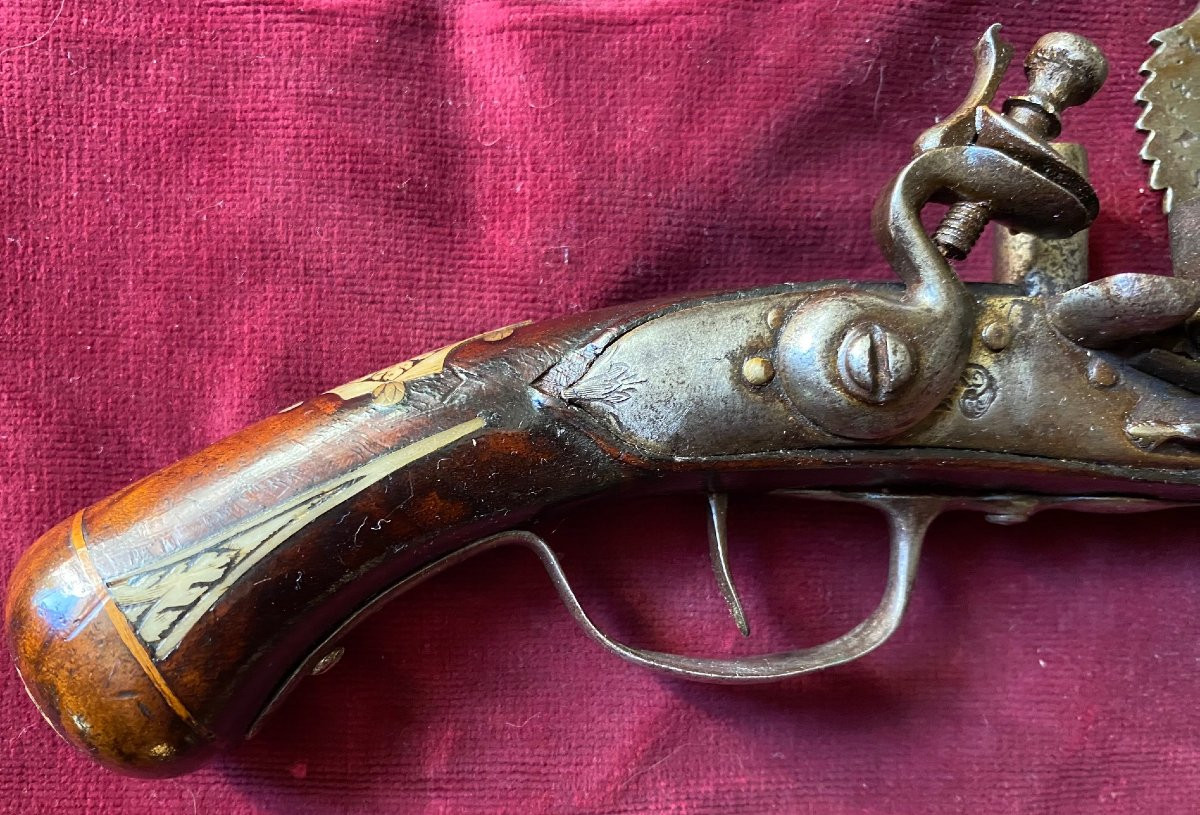 Pistolet à Eprouvette à silex (Epoque Louis XIV)-photo-2