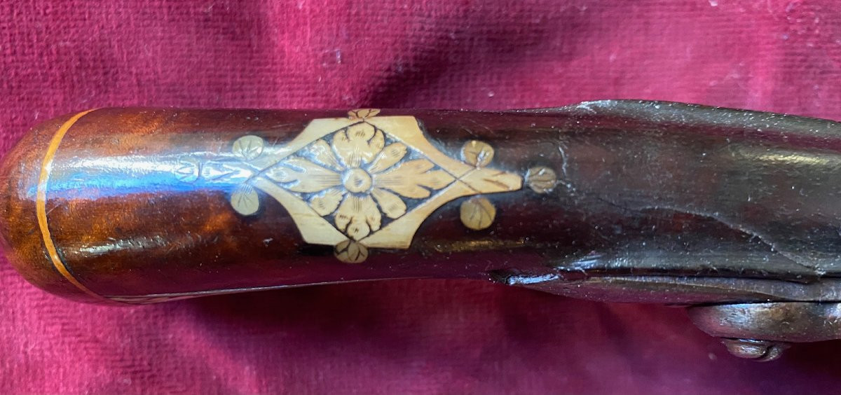 Pistolet à Eprouvette à silex (Epoque Louis XIV)-photo-4