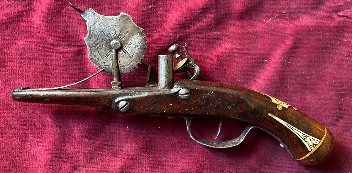 Pistolet à Eprouvette à silex (Epoque Louis XIV)-photo-1
