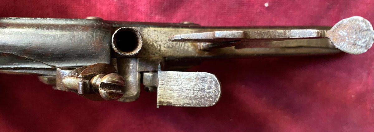 Pistolet à Eprouvette à silex (Epoque Louis XIV)-photo-4