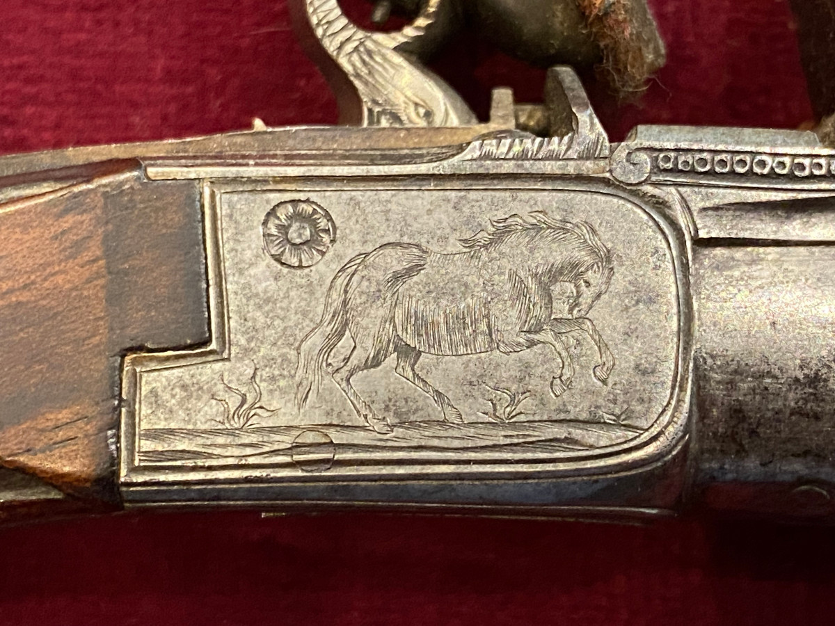 Pistolet à silex à balle forcée - Calibre 13 mm - Epoque Louis XV-photo-2