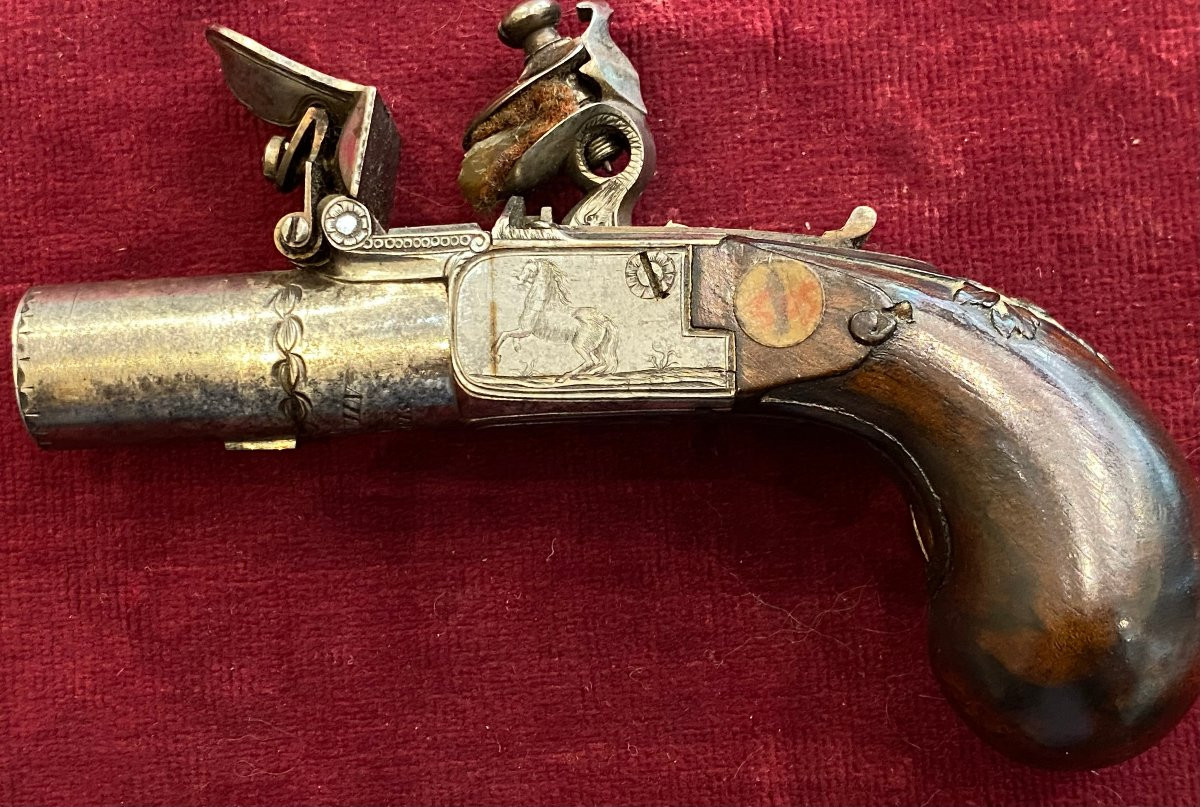 Pistolet à silex à balle forcée - Calibre 13 mm - Epoque Louis XV-photo-2