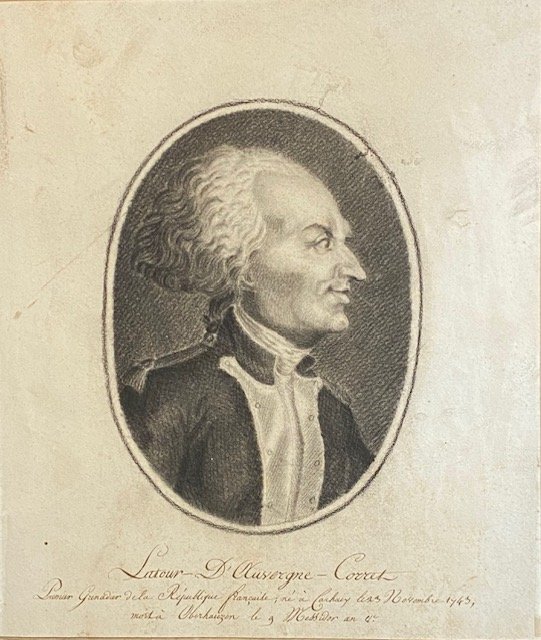 Dessin au crayon-La Tour d'Auvergne Corret-1er Grenadier de la République Française -XVIII s