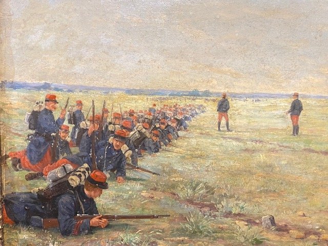 Emile CHEPFER (1876-1944) - Scène de Manoeuvre Militaire - datée 1891 - Huile sur Toile-photo-2