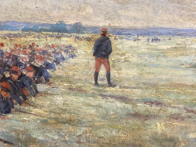 Emile CHEPFER (1876-1944) - Scène de Manoeuvre Militaire - datée 1891 - Huile sur Toile-photo-4