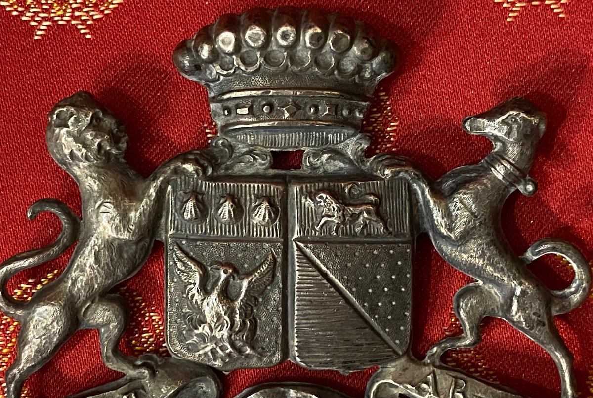 Plaque Héraldique de la Famille VIART - Devise "Vivit et Ardet" - XVIII siècle-photo-3
