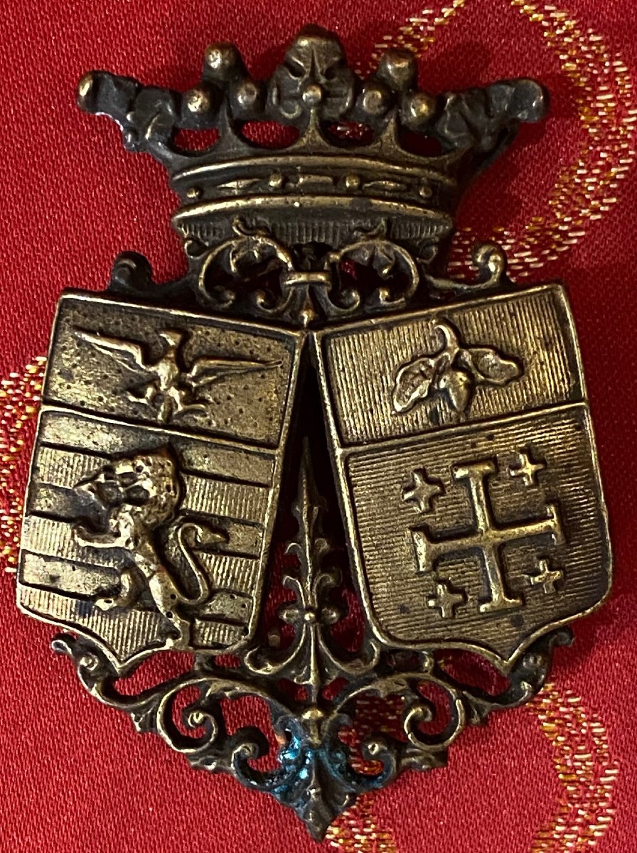 Lot de 4 plaques Héraldique de Famille Aristocratique Française - à identifier - XIX siècle-photo-2