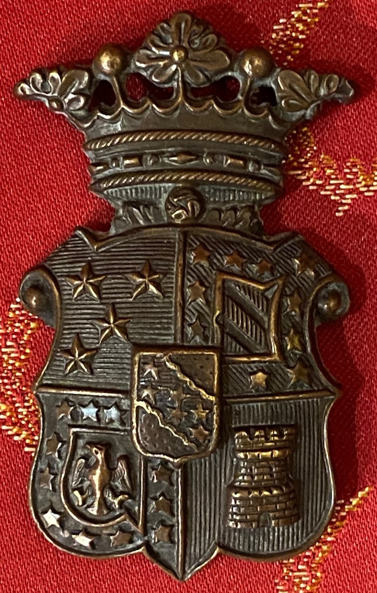 Lot de 4 plaques Héraldique de Famille Aristocratique Française - à identifier - XIX siècle-photo-3